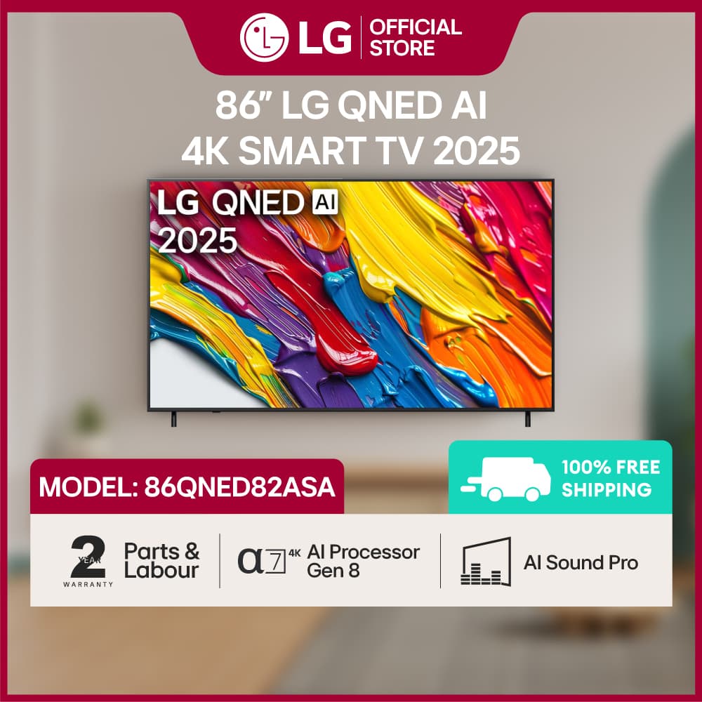 LG 86 inch QNED 4K SMART AI TV - 2025 series - with Magic Remote - 86QNED82ASA - Free Delivery