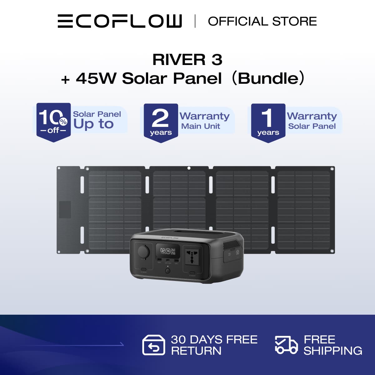 EcoFlow Portable Power Station RIVER 3, 230Wh LiFePO4 Battery Power Station, 300W Up to 600W AC Output, <20 MS UPS & <30 dB, 1Hr Fast Charging Solar Generator for Outdoor/Camping/Home Use