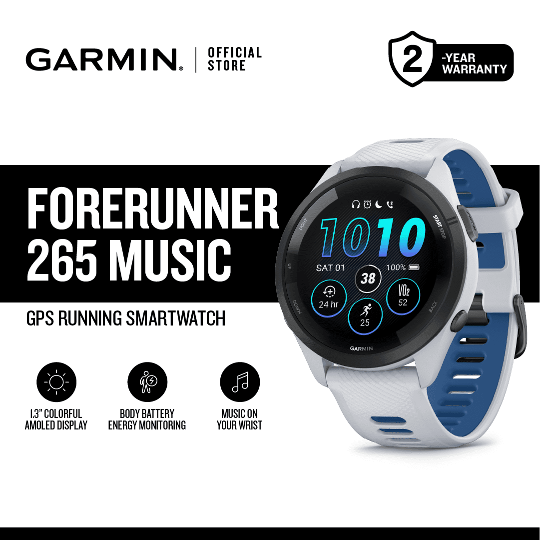 Garmin Forerunner 265, Running Fitness, Music, GPS Smartwatch, for Runners