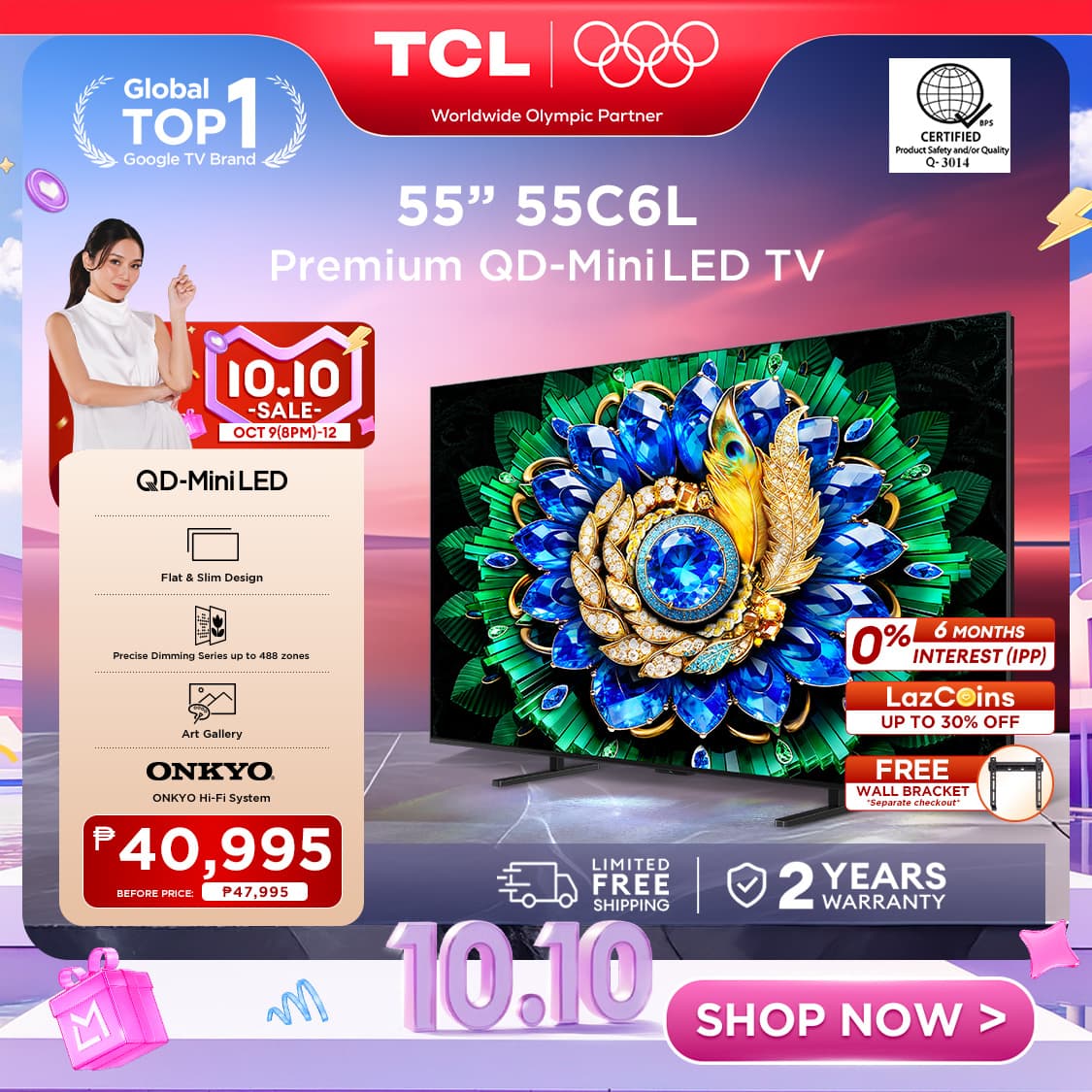 TCL C6L Series 4K QD-MiniLED Google TV - 55/65/75/85/98 inch