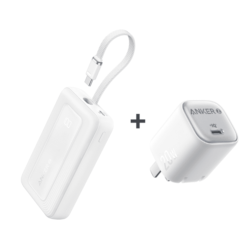Upgraded Safe Battery Anker Zolo Power Bank 10K - 30W, Built-In USB-C Cable, Compatible with MacBook, iPhone 15/15 Plus/15 Pro/15 Pro Max/14 Series, Samsung A1689