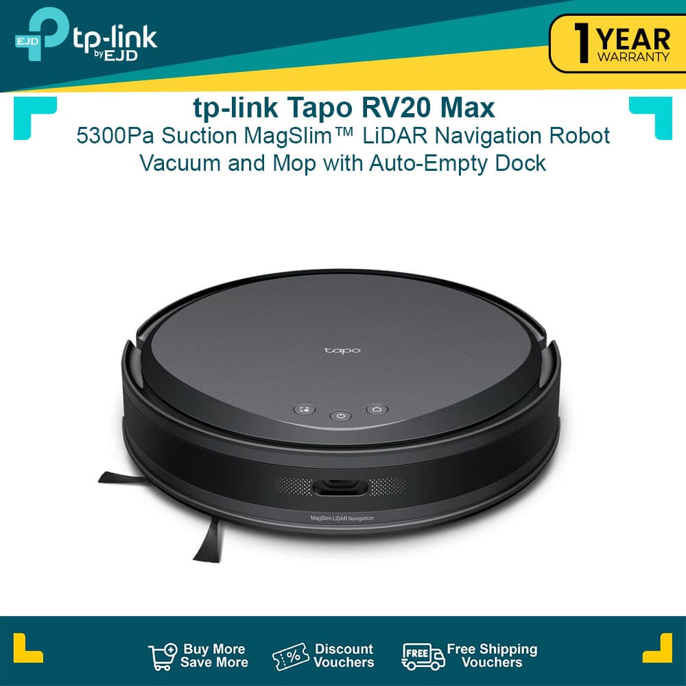 tp-link Tapo RV20 Max Plus 5300Pa Suction MagSlim LiDAR Navigation Robot Vacuum & Mop w/ Auto-Empty Dock