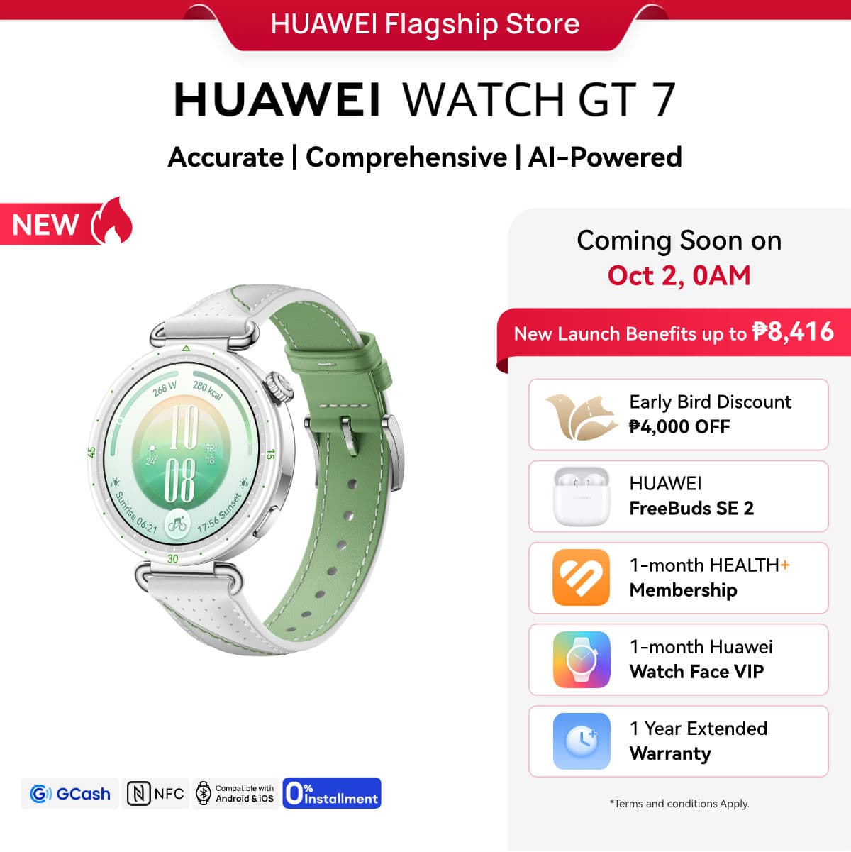 HUAWEI WATCH GT 7 Smartwatch l Diabetes Risk Study l AI-Powered Sport Performance l Up to 14-Day Battery Life, iOS & Android Compatible