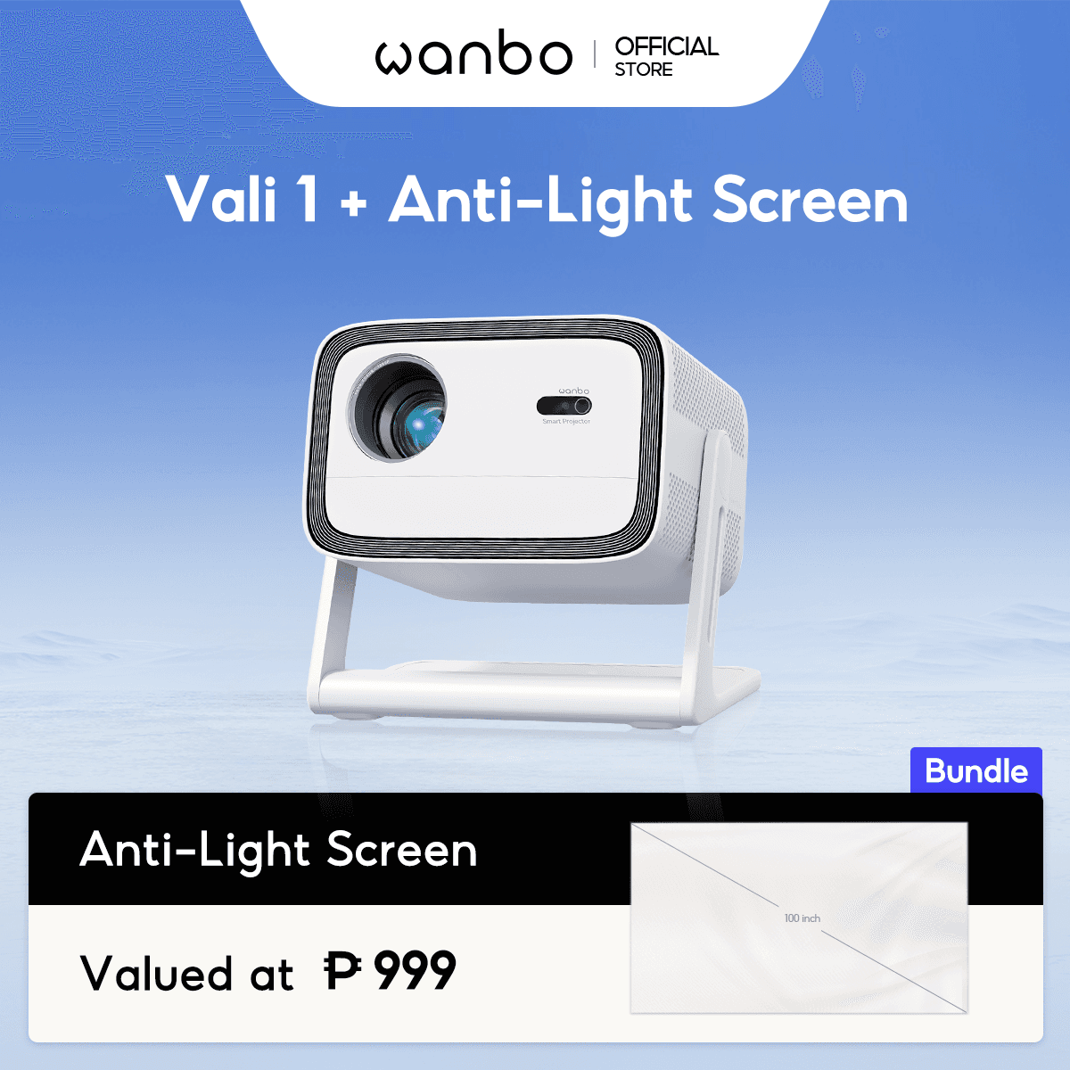 Wanbo Vali 1 Gimbal Projector Free 200° Angle 1080P Full HD Support 4K 900ANSI Android TV 11 ASA 3.0