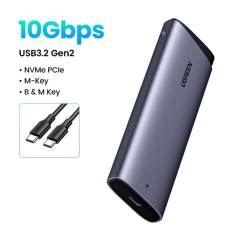 UGREEN M.2 PCIe NVME SATA SSD Hard Disk Enclosure Solid State Drive Enclosure Case Hard Disk Adapter SSD Not Included