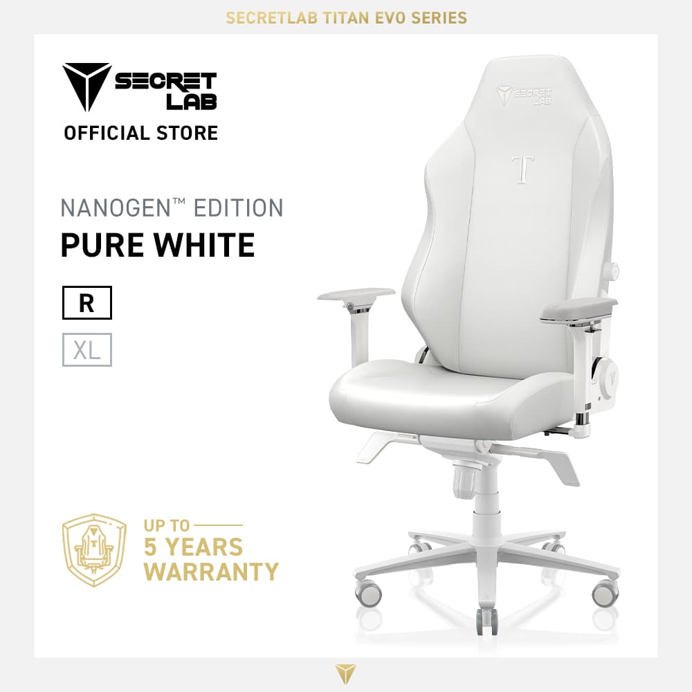 Secretlab TITAN Evo NanoGen™ Edition with Next-Gen Materials Chair - Pure White with Head Pillow