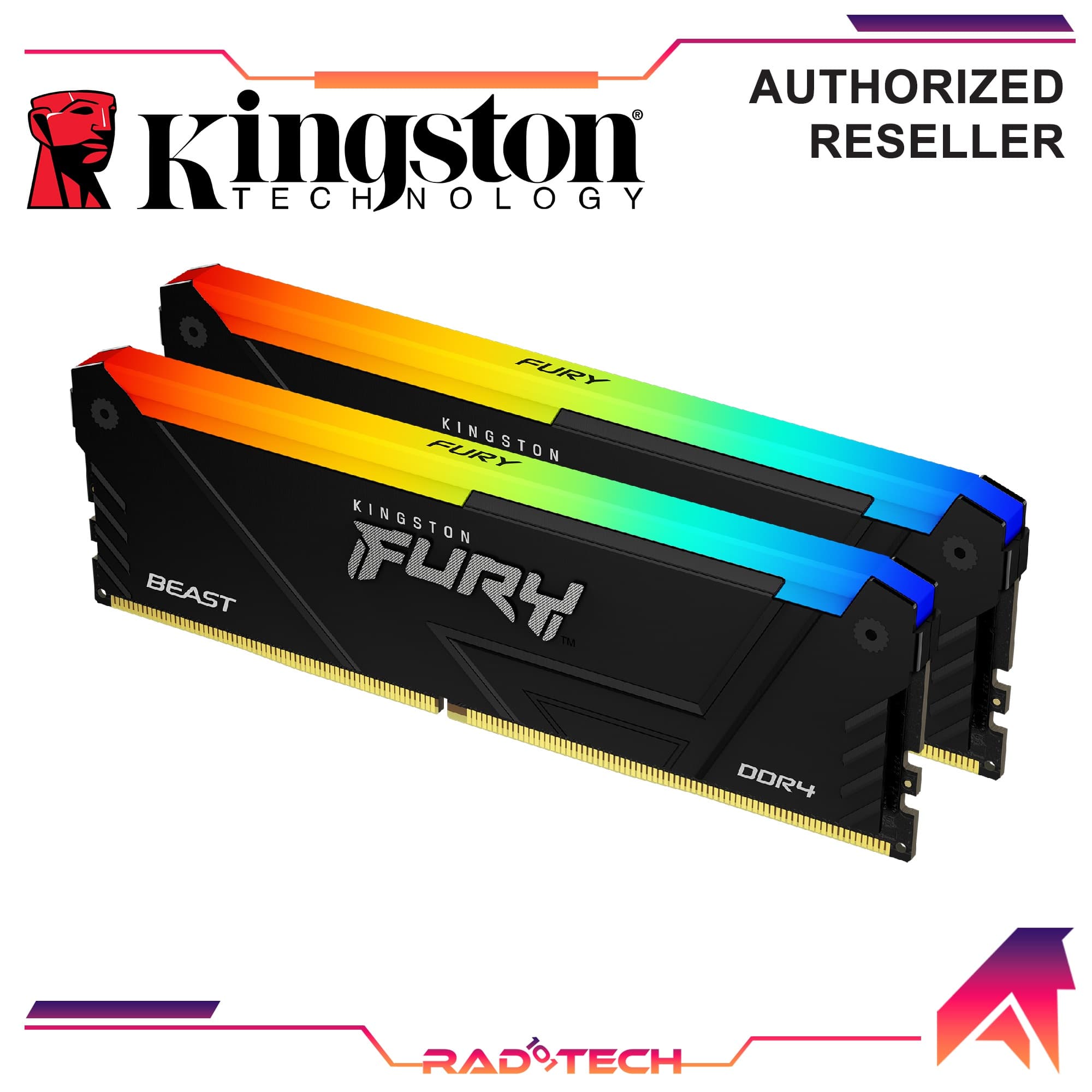 Kingston Fury Beast 16GB 3200MHz 3600MHz DDR4 DIMM (Kit of 2) RGB 2x8GB