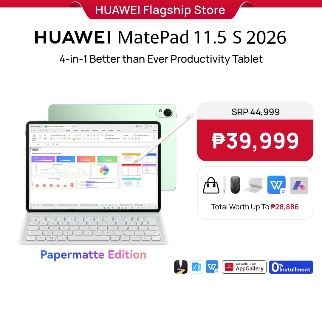 HUAWEI MatePad 11.5 S 2026 Tablet l WiFi l 12GB+256GB l PC-level WPS Office 3.0 l Ultra-clear PaperMatte Display l Upgraded HUAWEI Notes & GoPaint