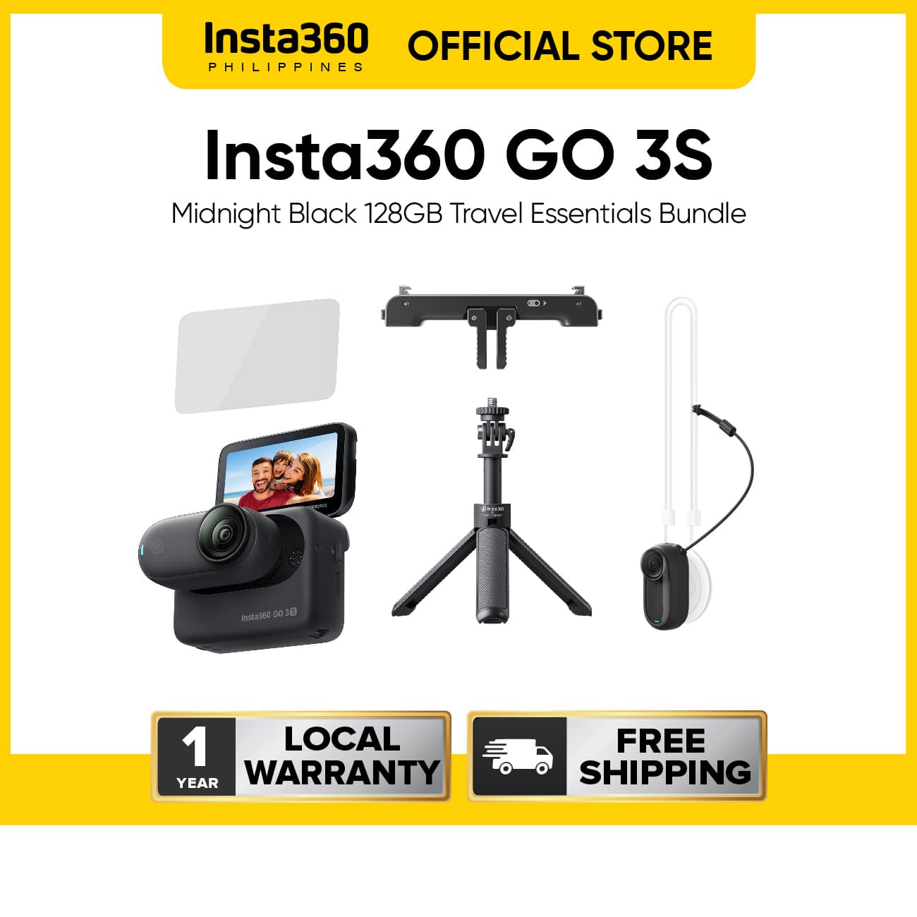 Insta360 GO 3S (128GB) 4K Tiny Waterproof Action Camera, Hands-Free POV Video Capture Perfect for Travel, Sports and Daily Vlogging
