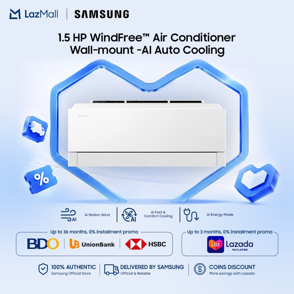Samsung 1.5HP WindFree™ AI Auto Cooling Air Conditioner, Wall Mounted, Fast Cooling, Energy Saving