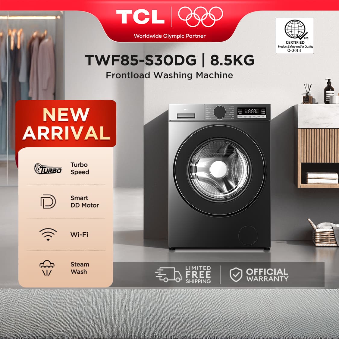TCL TWF-S30DG Series 8.5/10.5KG Frontload Washing Machine