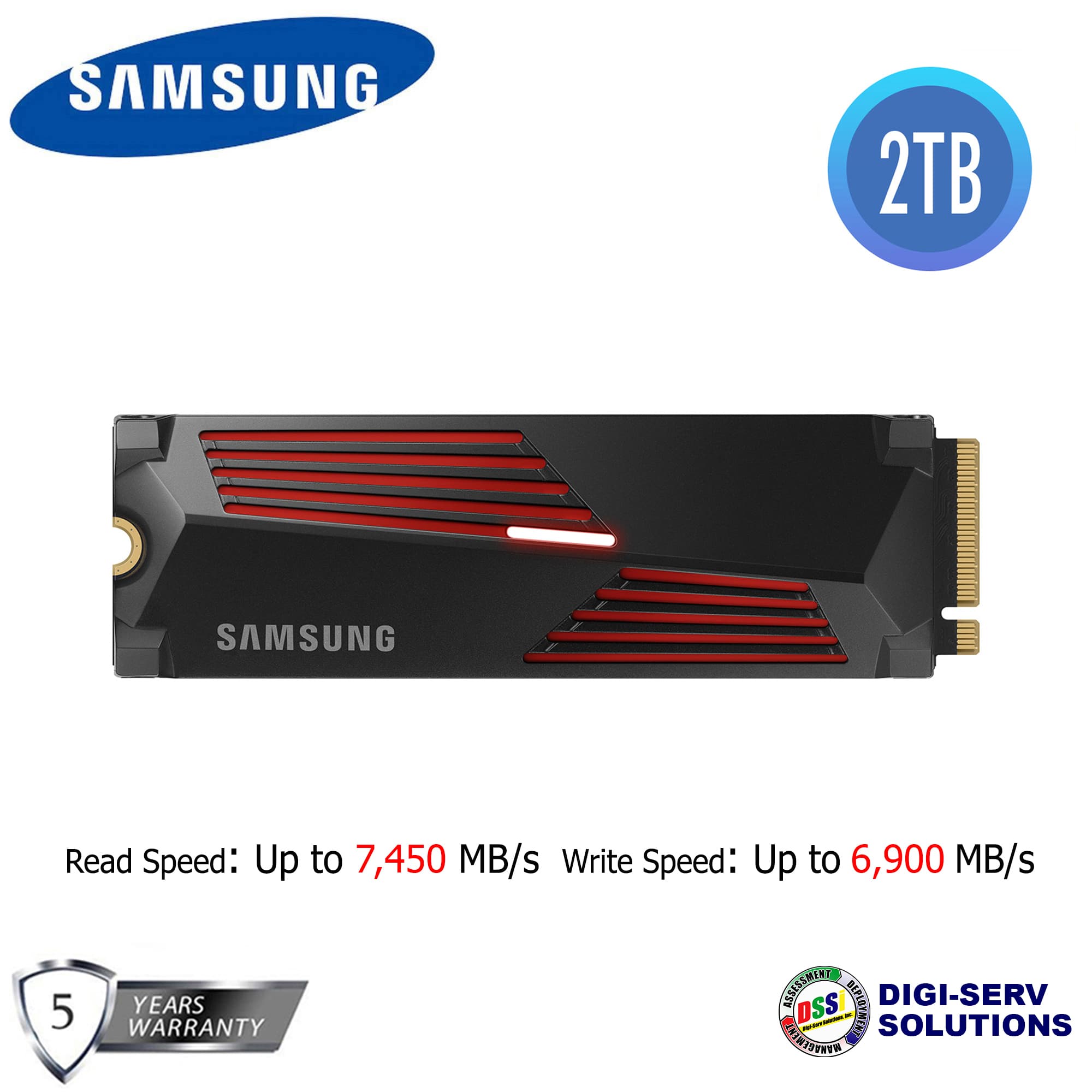 Samsung 990 PRO with Heatsink 2TB PCIe 4.0 NVMe Internal SSD (MZ-V9P2T0CW)