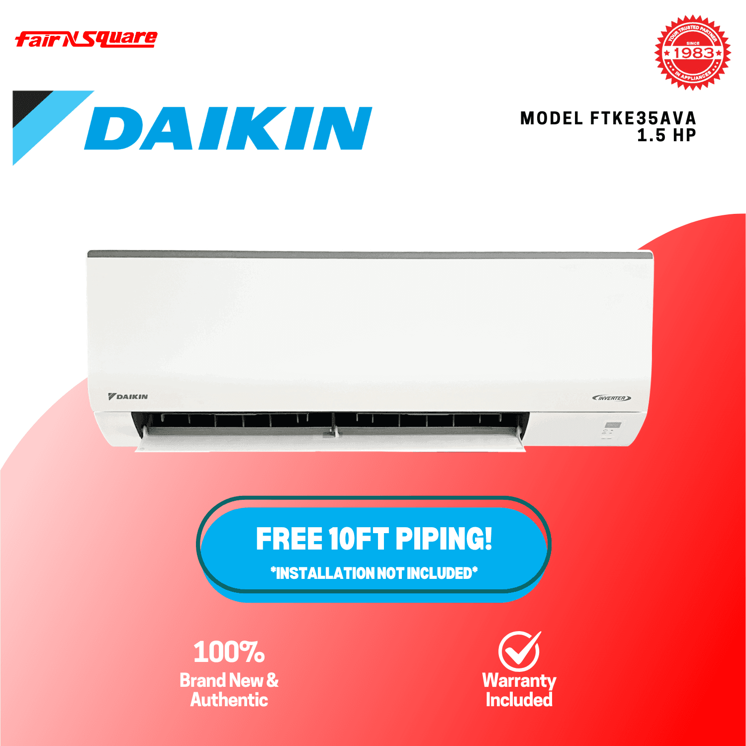 Daikin 1.5HP Split Type Inverter Aircon Amihan Series (FTKE35AVA) WITH FREE 10FT PIPING!