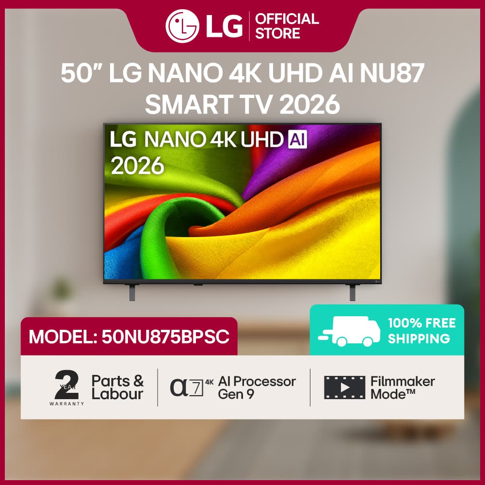 50" LG NANO 4K UHD AI NU87 Smart TV 2026 - 50NU875BPSC - Free Delivery