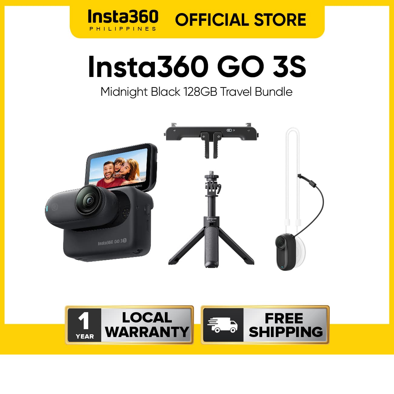Insta360 GO 3S (128GB) 4K Tiny Waterproof Action Camera, Hands-Free POV Video Capture Perfect for Travel, Sports and Daily Vlogging