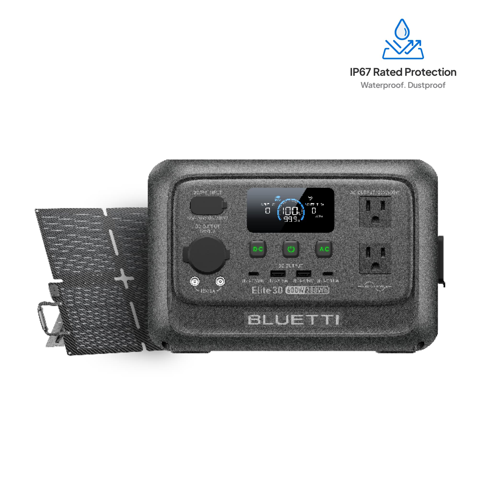 BLUETTI （EB3A upgraded version）Elite 30 V2 288WH Portable Power Station Solar Generator with LiFeP04 Fast Charge Up to 1500 W Power for Emergency Power Camping Motor Homes Home