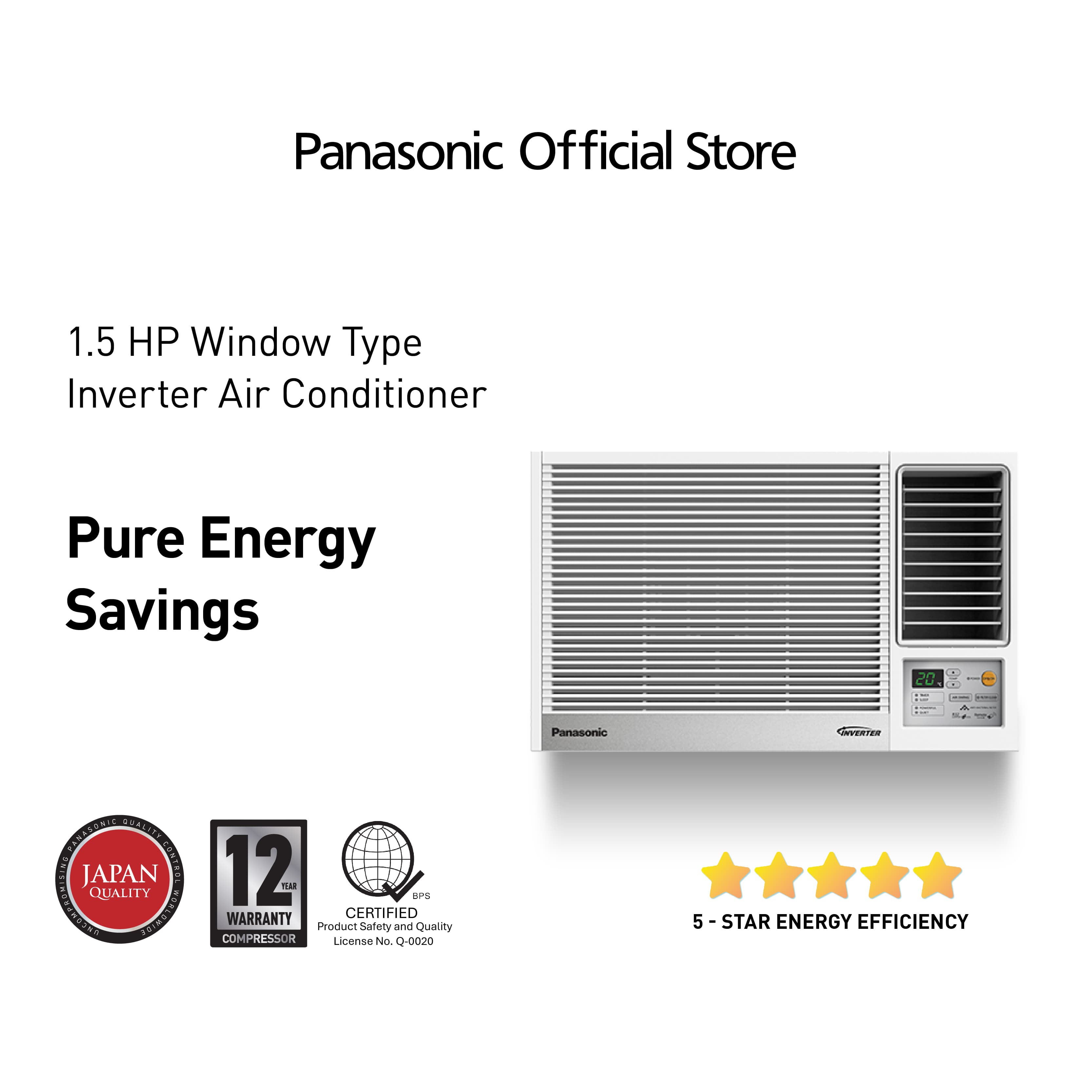 Panasonic CW-U1221VPH 1.5HP Standard Inverter Window Type Air Conditioner