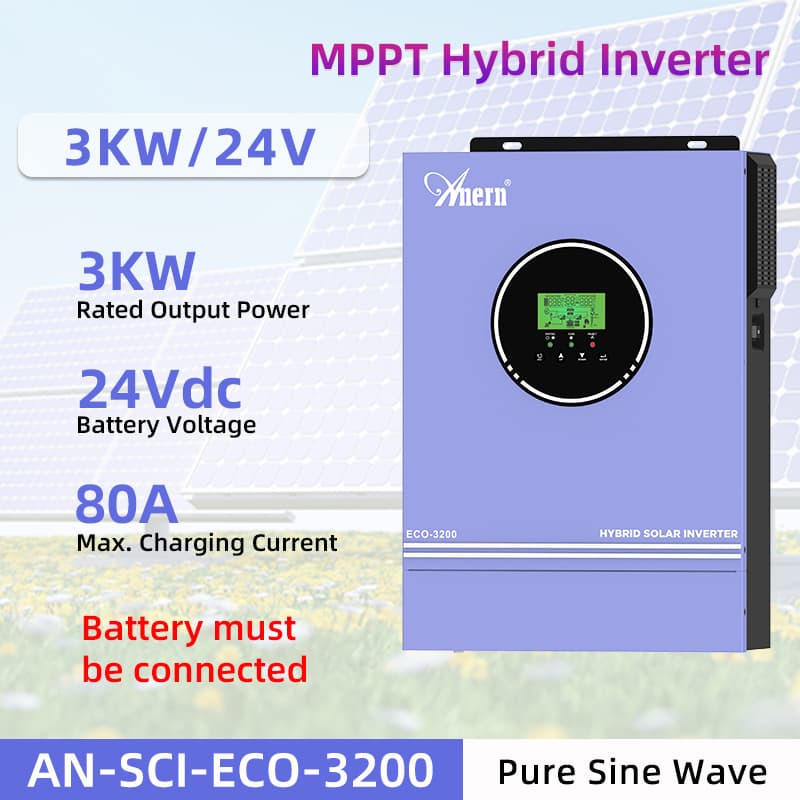 3KW/4.2KW/6.2KW MPPT Hybrid Inverter Solar Inverter 24V 48V Hybrid Power Inverter MPPT 230VAC Pure Sine Wave Inverter Off Grid Inverter Hybrid Inverter DC to AC Converter
