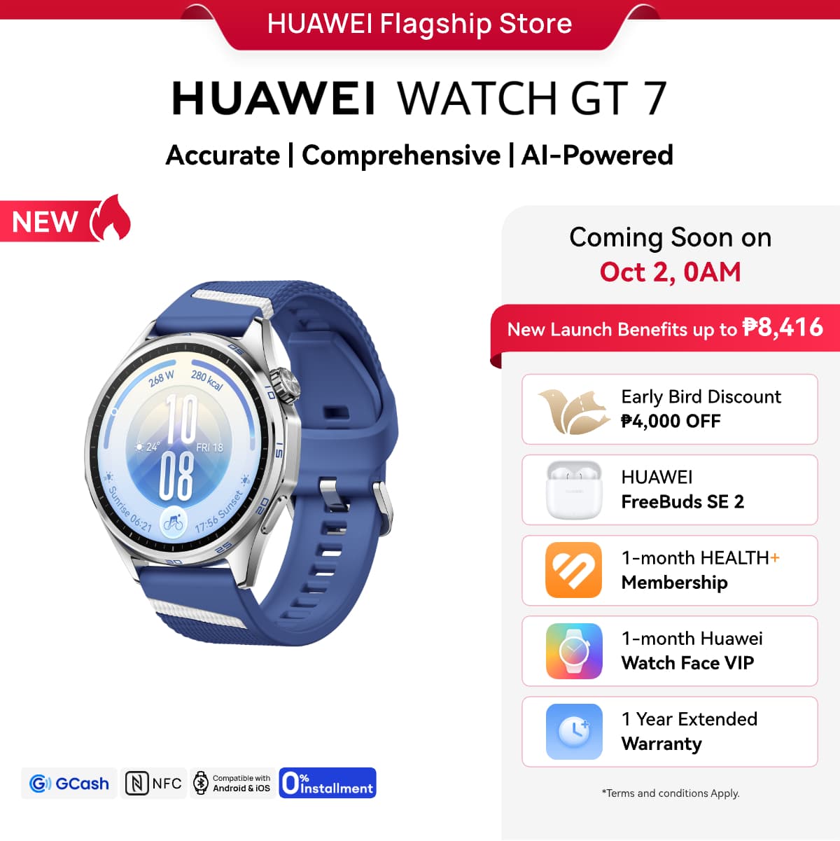HUAWEI WATCH GT 7 Series Smartwatch l Coronary Heart Disease Study l Advanced Health Intelligence l AI-Powered Sport Performance l Up to 21-Day Battery Life l iOS & Android Compatible