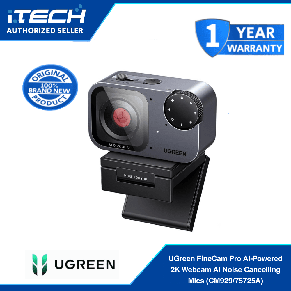 UGreen FineCam Pro AI-Powered 2K Webcam AI Noise Cancelling Mics (CM929/75725A)