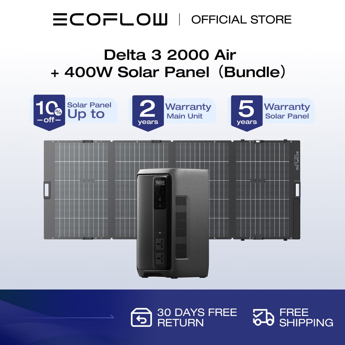 EcoFlow DELTA 3 2000 Air Portable Power Station 10ms UPS 1920Wh LiFePO4 Battery Fast Charging Use as a Solar Generator for Emergency Home Backup Power Camping Motor