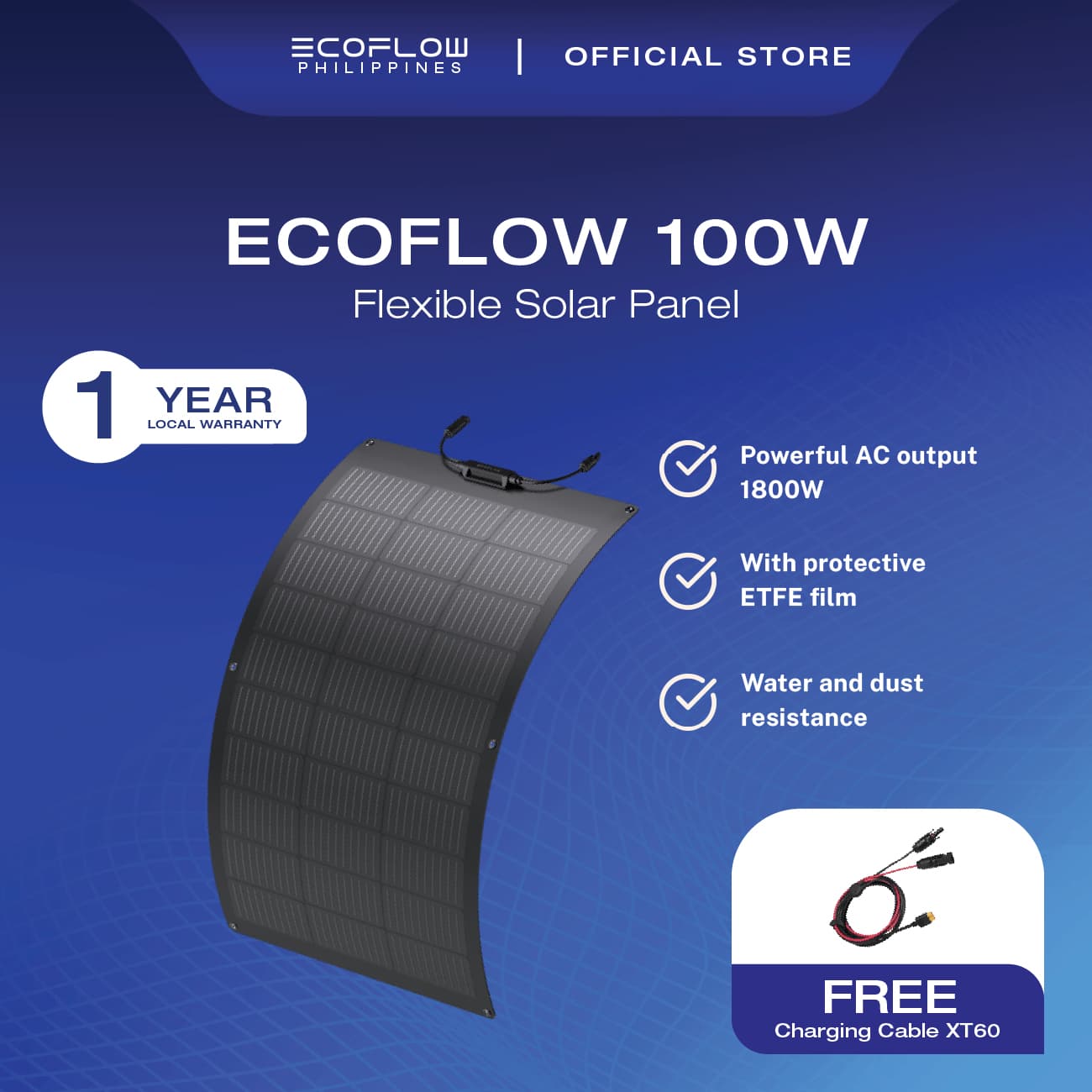 EcoFlow 100W Solar Panel Flexible Solar Panel Board Waterproof