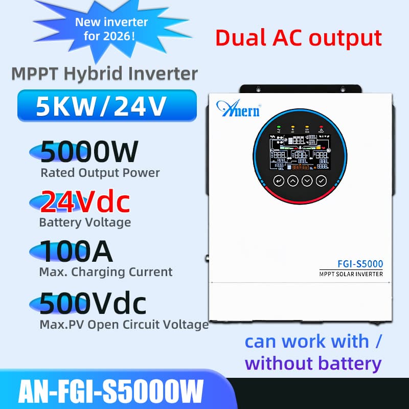 3KW/4.2KW/6.2KW MPPT Hybrid Inverter Solar Inverter 24V 48V Hybrid Power Inverter MPPT 230VAC Pure Sine Wave Inverter Off Grid Inverter Hybrid Inverter DC to AC Converter