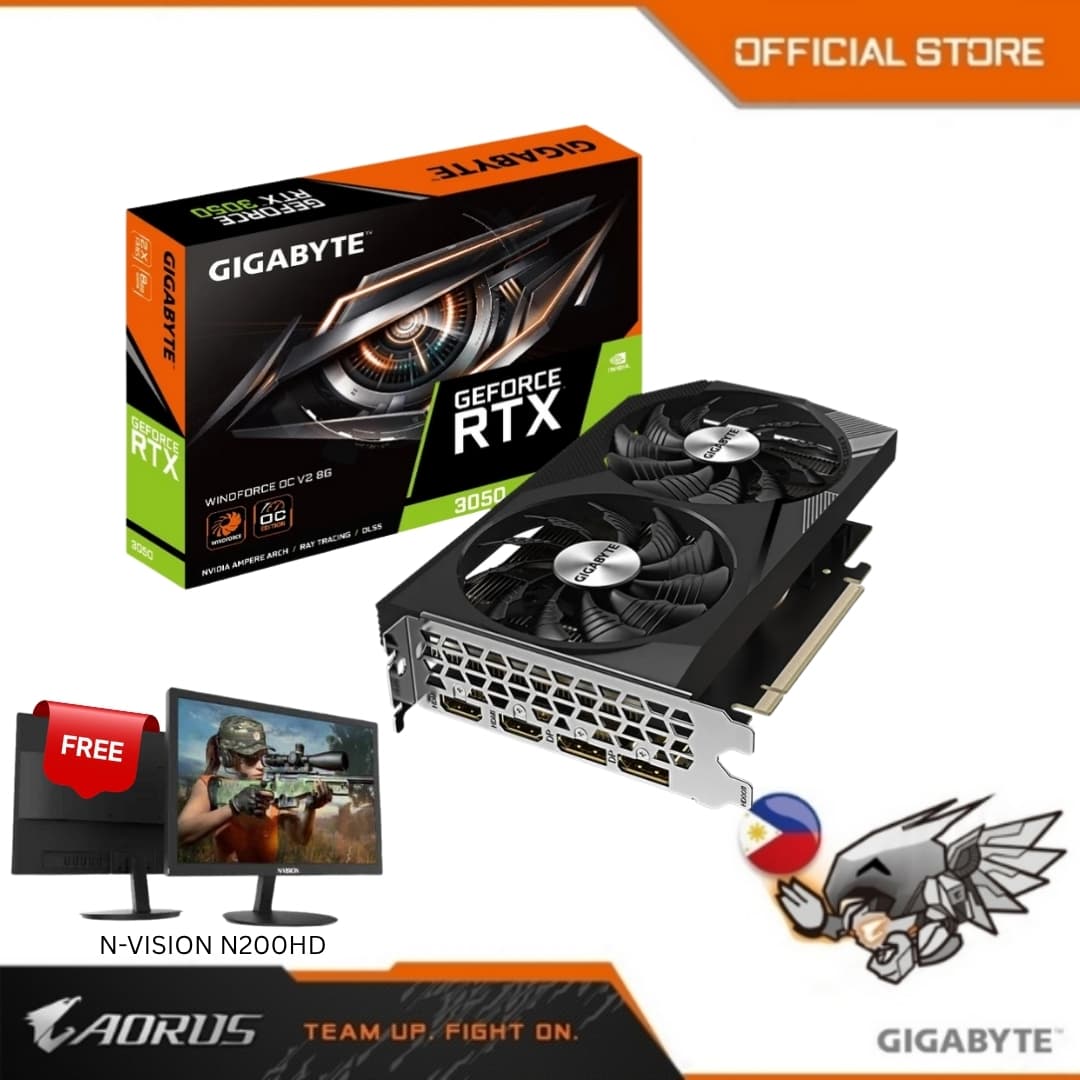 Gigabyte GV-N3050WF2OCV2-8GD RTX3050 Windforce OC 8GD GDRR6 DP/HDMI/DVI GPU