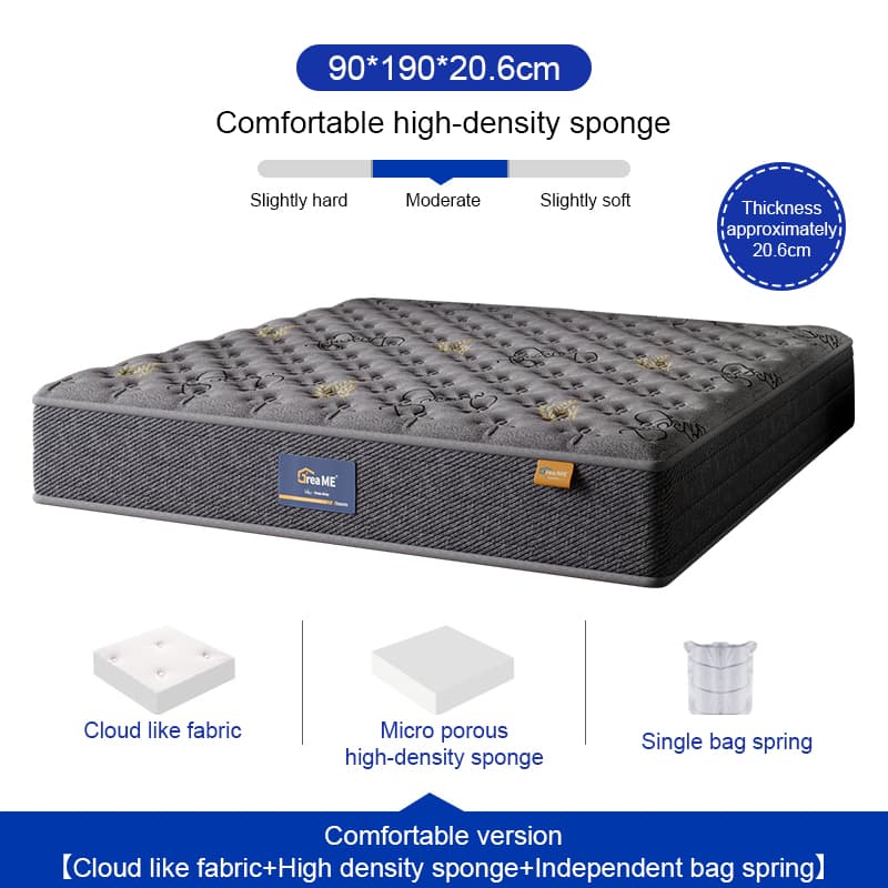 DreaME Luxury 7.9/8.1/9/10.5/12inch Memory Foam Spring Mattress Single Mattresses Double Size Optional Soft Comfortable Foam Matress with Multi-layers Great High Rebound Density Sponge and Durable Stable Spring, Support Spine