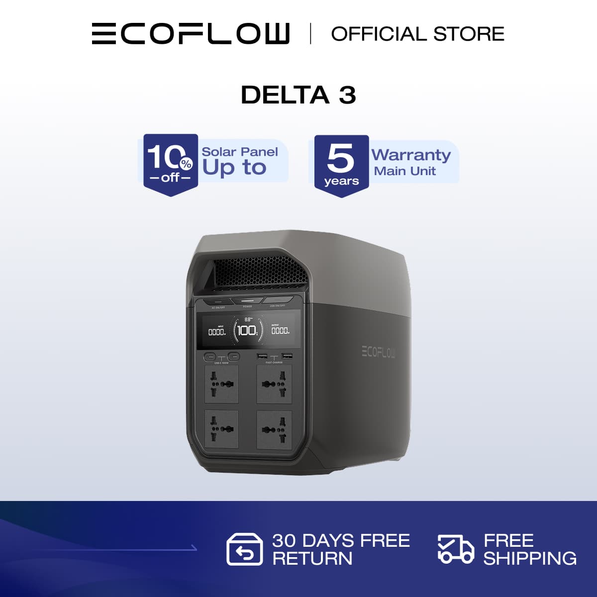 EcoFlow Portable Power Station DELTA 3, 1024Wh LFP Battery Solar Generator Electric Generator with UPS for Home Backup, Camping RV