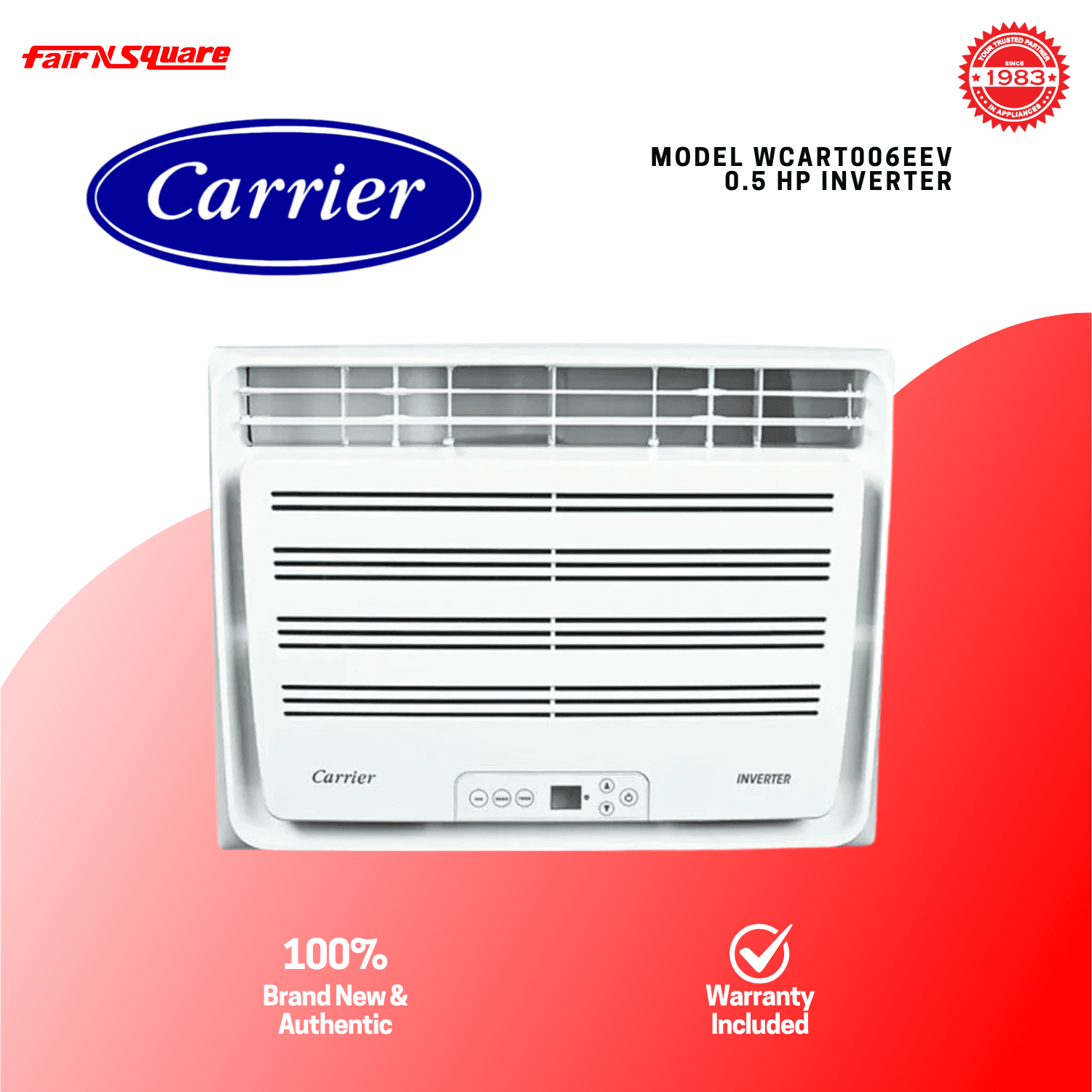 Carrier 0.5HP Window Type Optima Inverter Aircon - 2026 Model (WCART006EEV)