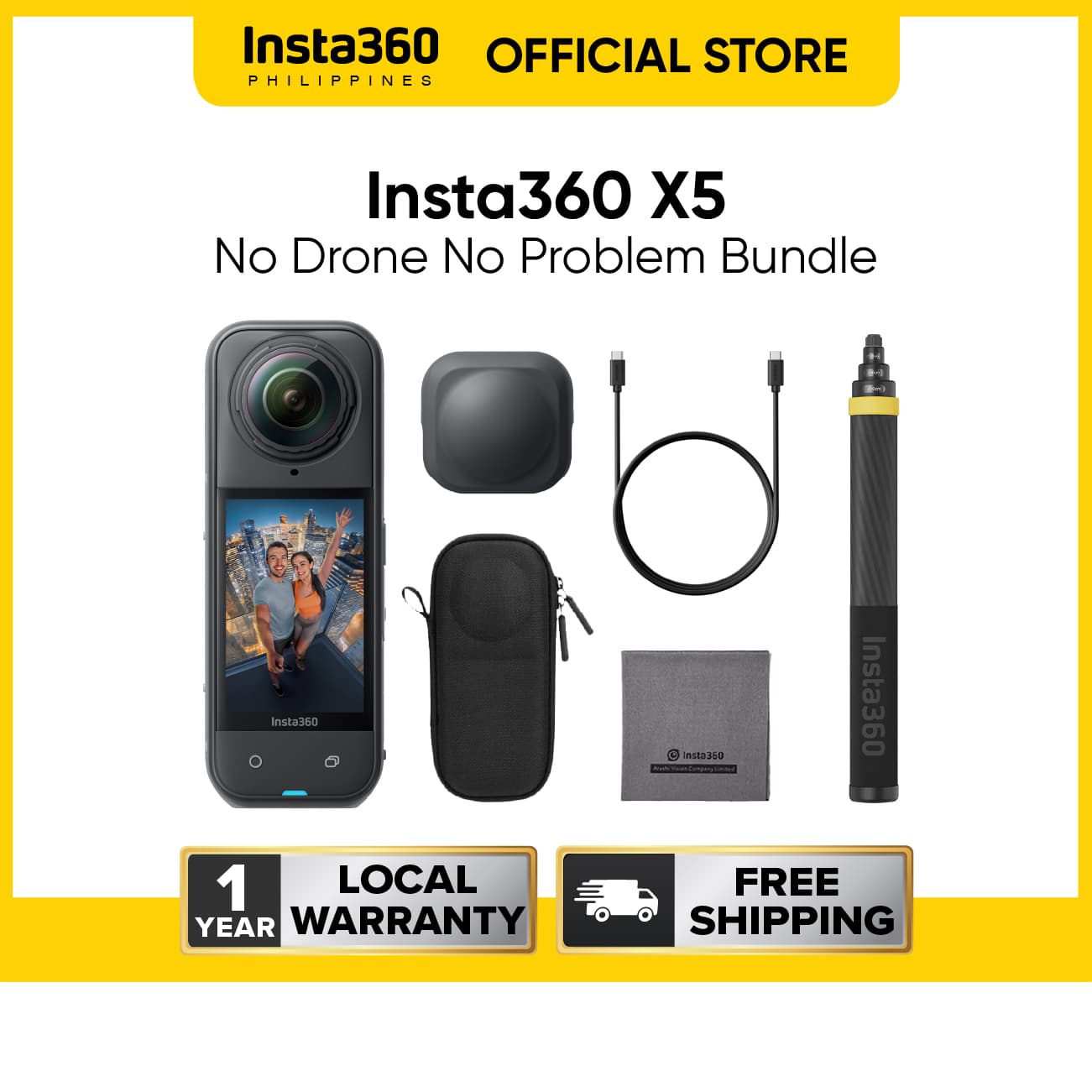 Insta360 X5 360º Waterproof Action Camera with 8K Resolution and Superior Low Light Quality