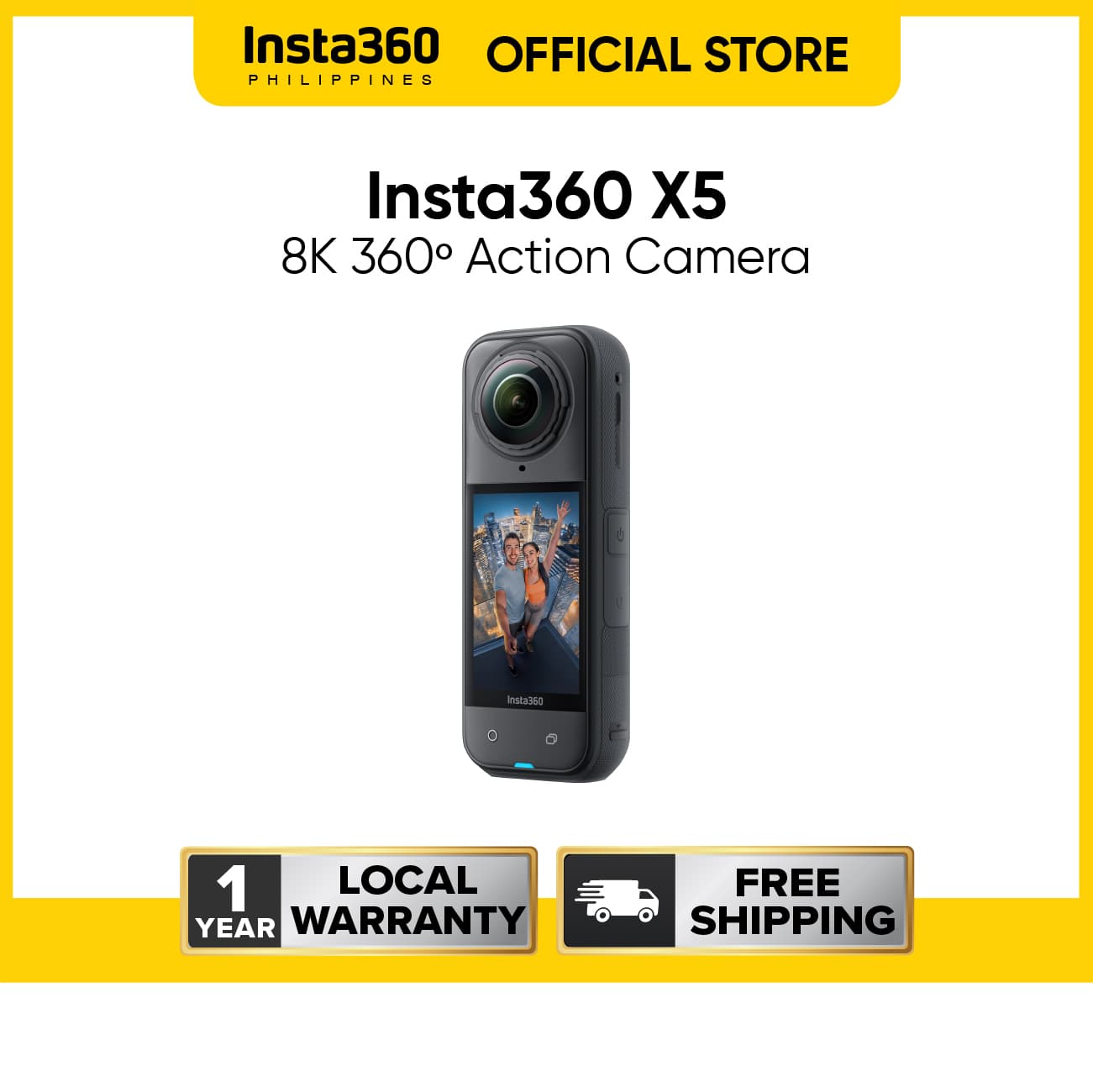 Insta360 X5 360º Waterproof Action Camera with 8K Resolution and Superior Low Light Quality