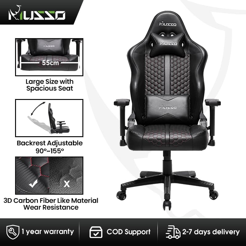MUSSO Retro Series 249B Gaming Chair with High-Back Headrest and Lumbar Support