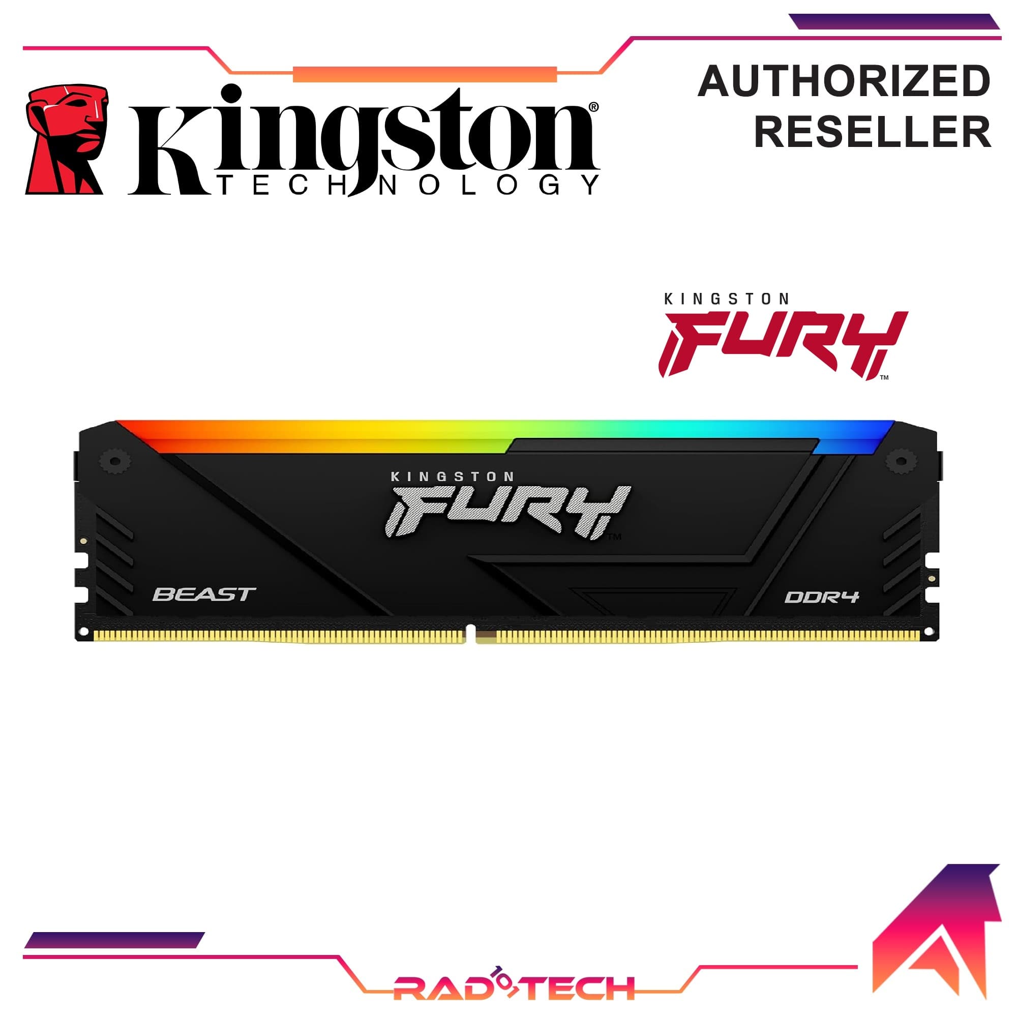 Kingston Fury Beast 8GB 3200MHz DDR4 CL16 DIMM 1Rx8 RGB (KF432C16BB2A/8)