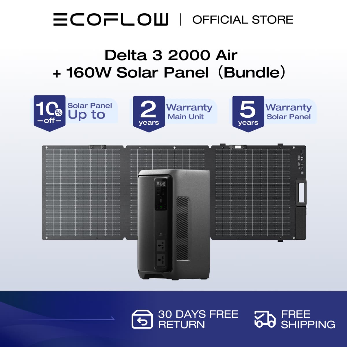 EcoFlow DELTA 3 2000 Air Portable Power Station 10ms UPS 1920Wh LiFePO4 Battery Fast Charging Use as a Solar Generator for Emergency Home Backup Power Camping Motor