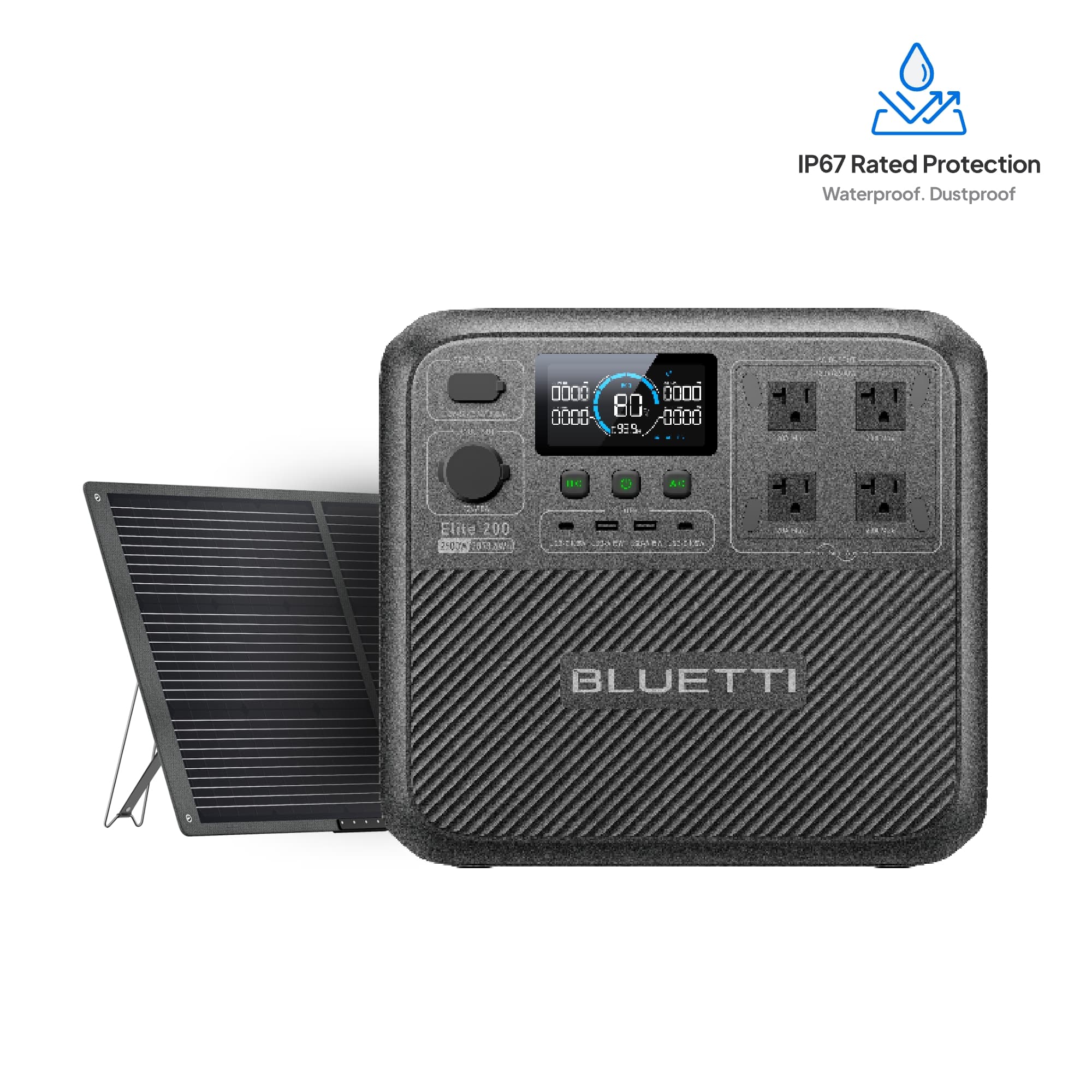 BLUETTI Solar Generator Elite 200 V2, 2073.6Wh LFP Battery Backup w/ 4 2600W AC Outlets (3900W Power Lifting) 17-Year Lifespan Portable Power Station for Camping Off-grid