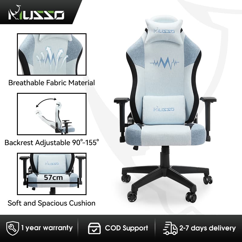 MUSSO Aeolus Series Heartbeat Series 199C XL Fabric Gaming Chair with Wide Seat High-Back Adjustable Office Chair