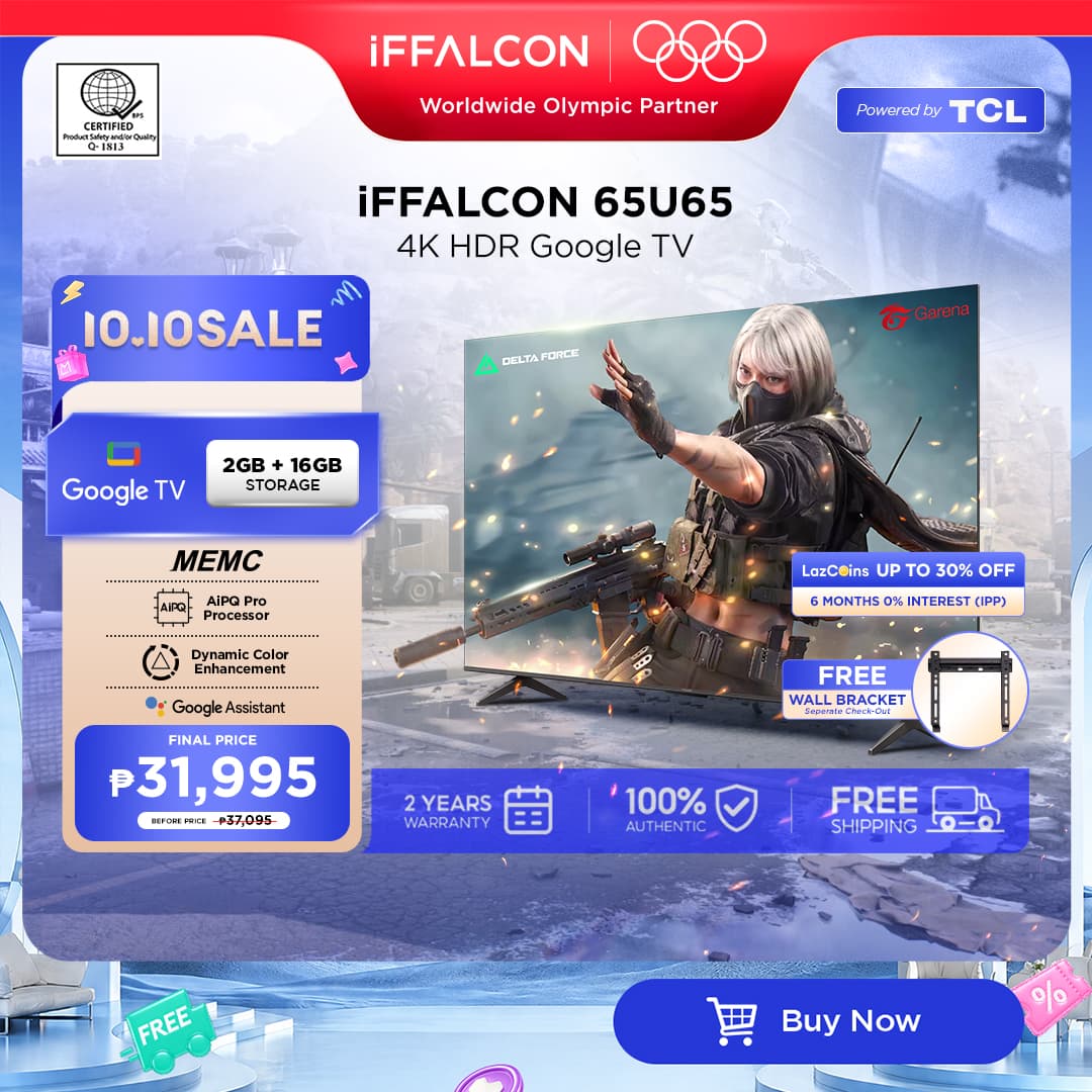 TCL [iFFALCON] U65 Series 4K 2GB+16GB HDR Google TV - 43/50/55/65/75 Inch