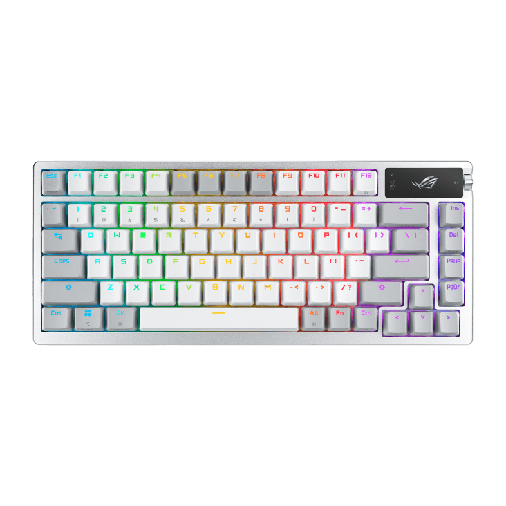 ASUS ROG Azoth 75 Wireless DIY Custom Gaming Keyboard, OLED display, Gasket-Mount, Three-Layer Dampening, Hot-Swappable Pre-lubed Switches & Keyboard Stabilizers, PBT Keycaps