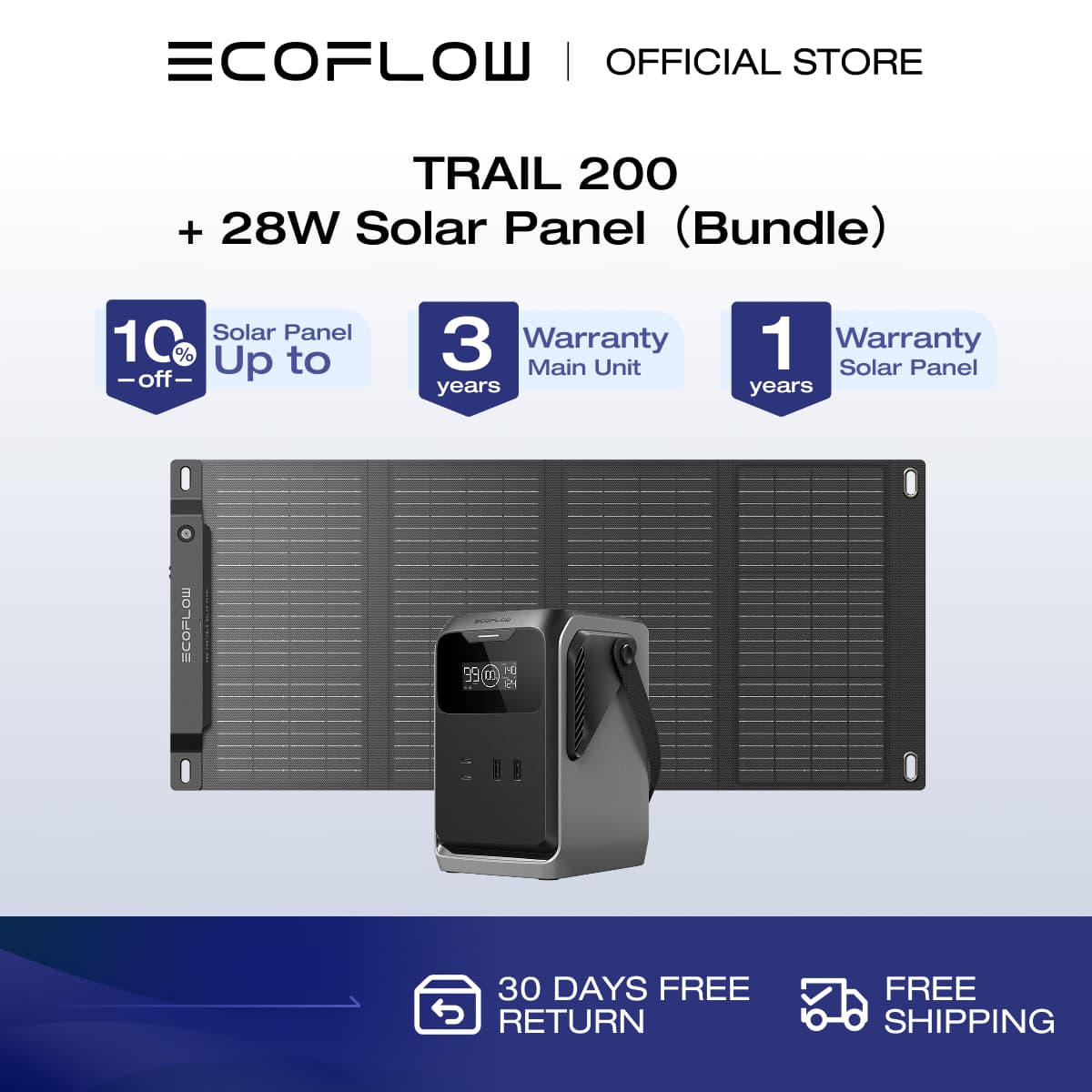 EcoFlow TRAIL 200 DC Portable Power Station 192Wh LiFePO4 Battery Solar Generator 220W DC Output Compact Power Bank for Camping Travel Outdoors and Emergency Use