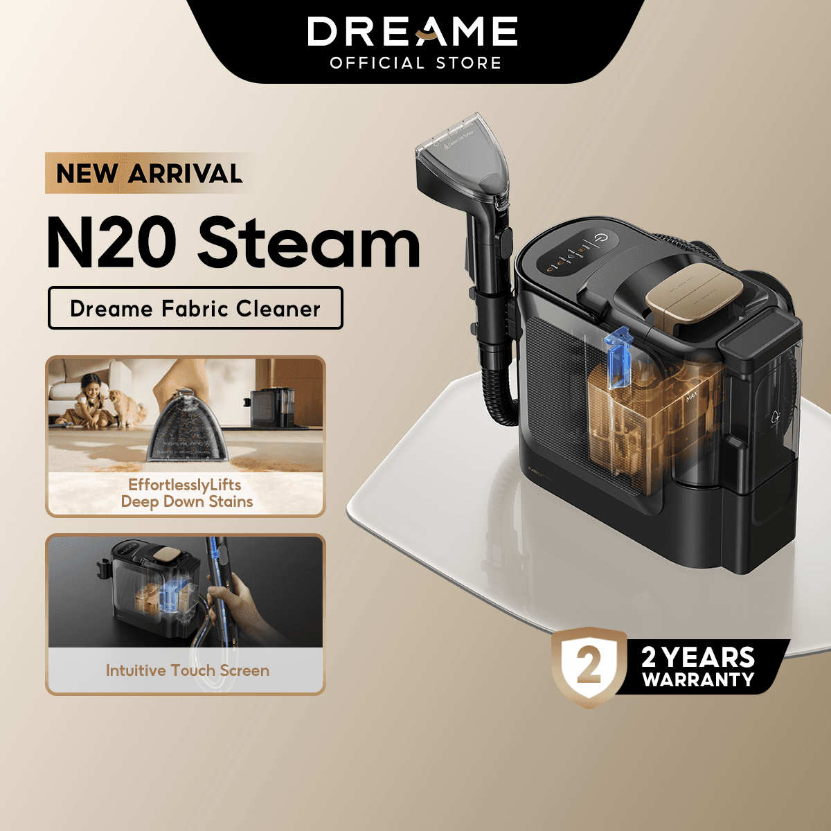 Dreame N20 Steam Fabric Steamer 2-in-1 Garment & Home Use,Auto Detergent,LED Display, 100℃ Fast Heat-Up, Mite Removal