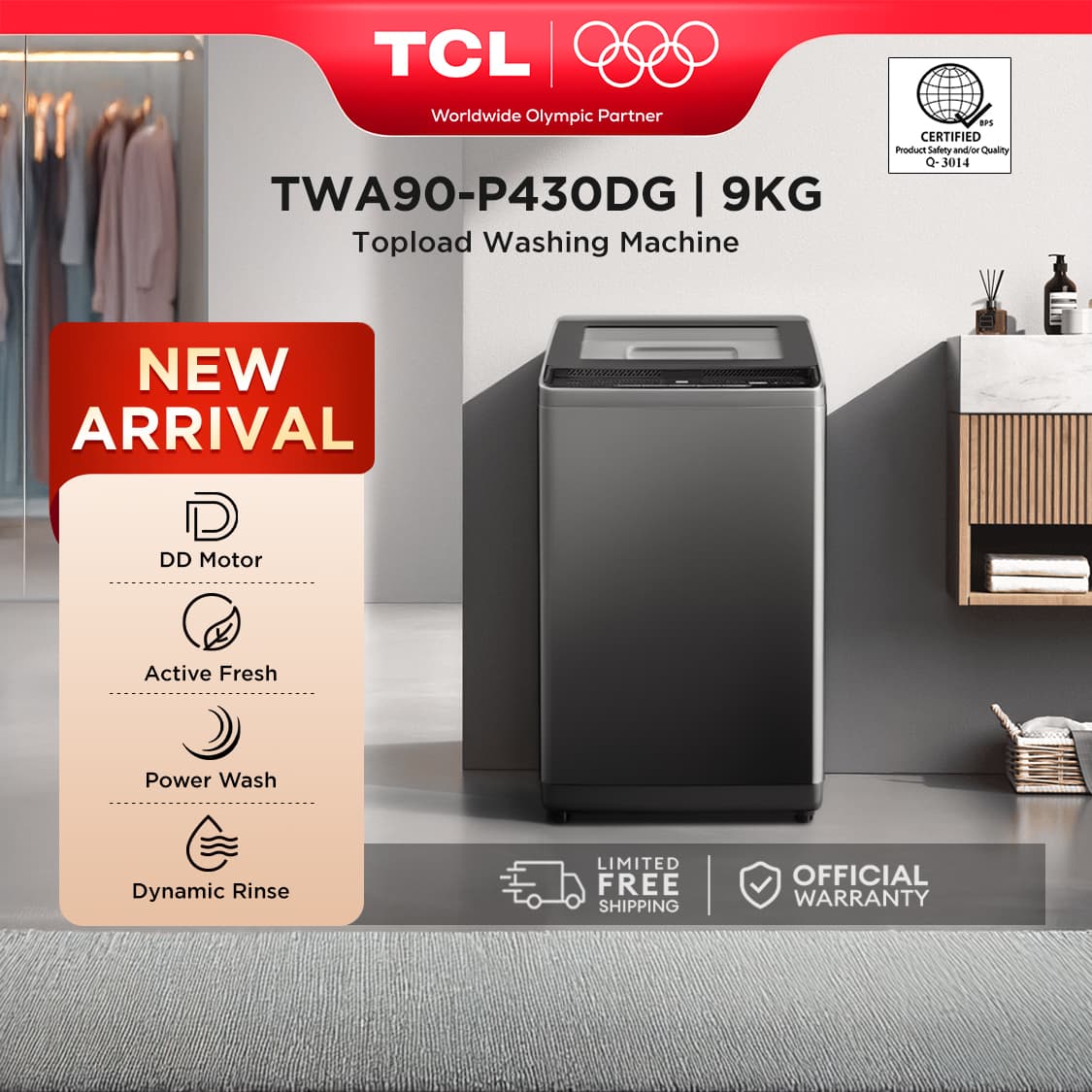 TCL P430DG Series 9/10.5/12KG Top Load Fully Automatic Washing Machine