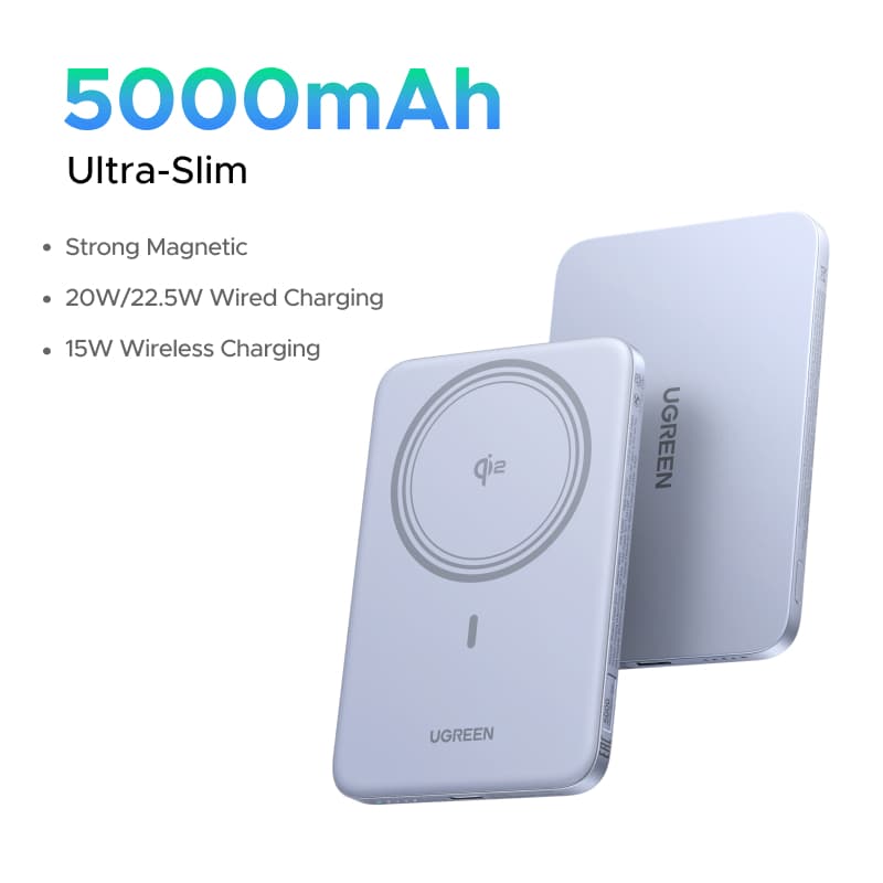 UGREEN Ultra Slim 5000mAh 15W Magnetic Wireless and PD 20W Type C Wired Charging Power Bank Fast Charging for iPhone 18 17 16 pro max 16 pro max Ultra Thin Portable Powerbank