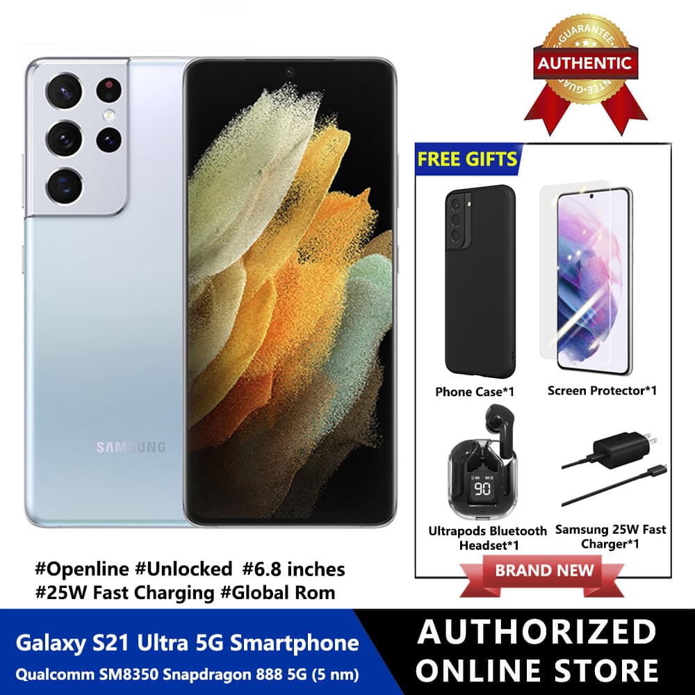 Samsung Galaxy S21 Ultra 5G Smartphone 12GB RAM+128G ROM Single Sim Snapdragon 888 Cell Phone