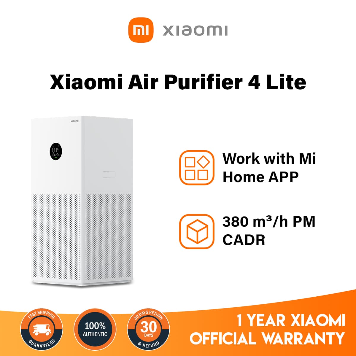 Xiaomi Smart Air Purifier 4 Compact 3-in-1 Filter Smart control Real-time Air Quality Monitoring