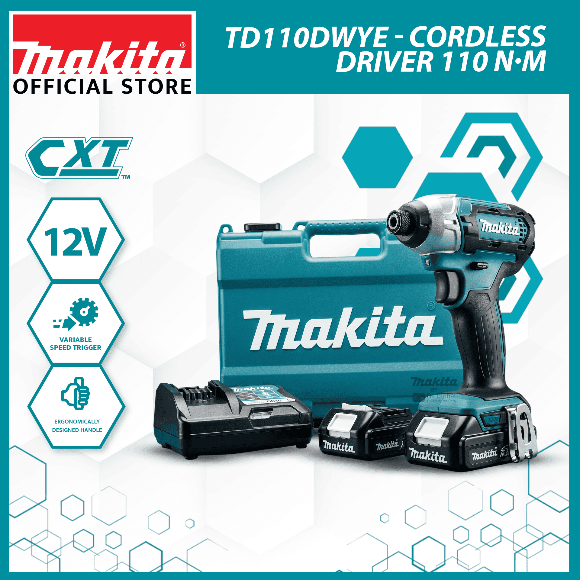 Makita M4-M12 (5/32"-1/2") 110 N·m (970 in·lb) Cordless Impact Driver 12V max CXT® Li-Ion