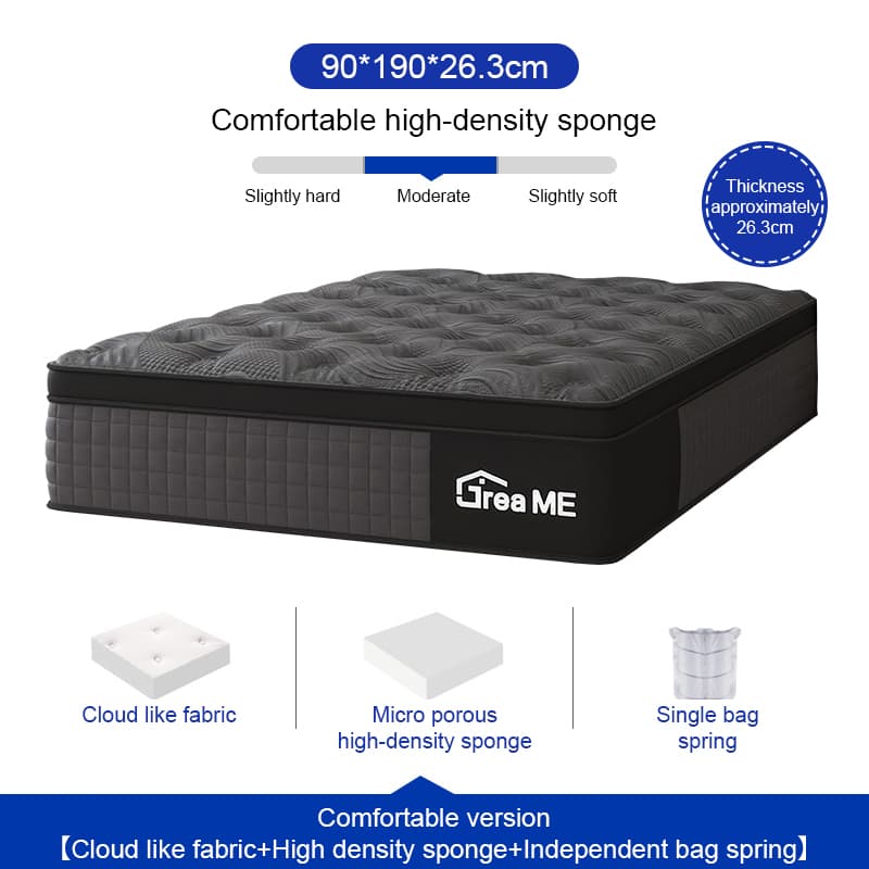 DreaME Luxury 7.9/8.1/9/10.5/12inch Memory Foam Spring Mattress Single Mattresses Double Size Optional Soft Comfortable Foam Matress with Multi-layers Great High Rebound Density Sponge and Durable Stable Spring, Support Spine