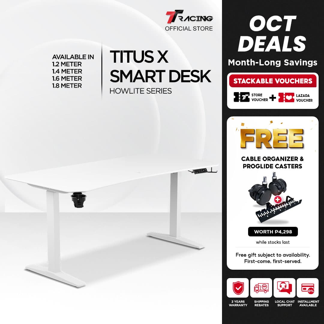 TTRacing Titus X Smart Desk Ergonomic Standing Desk Electric Height Adjustable PC Gaming Desk Table