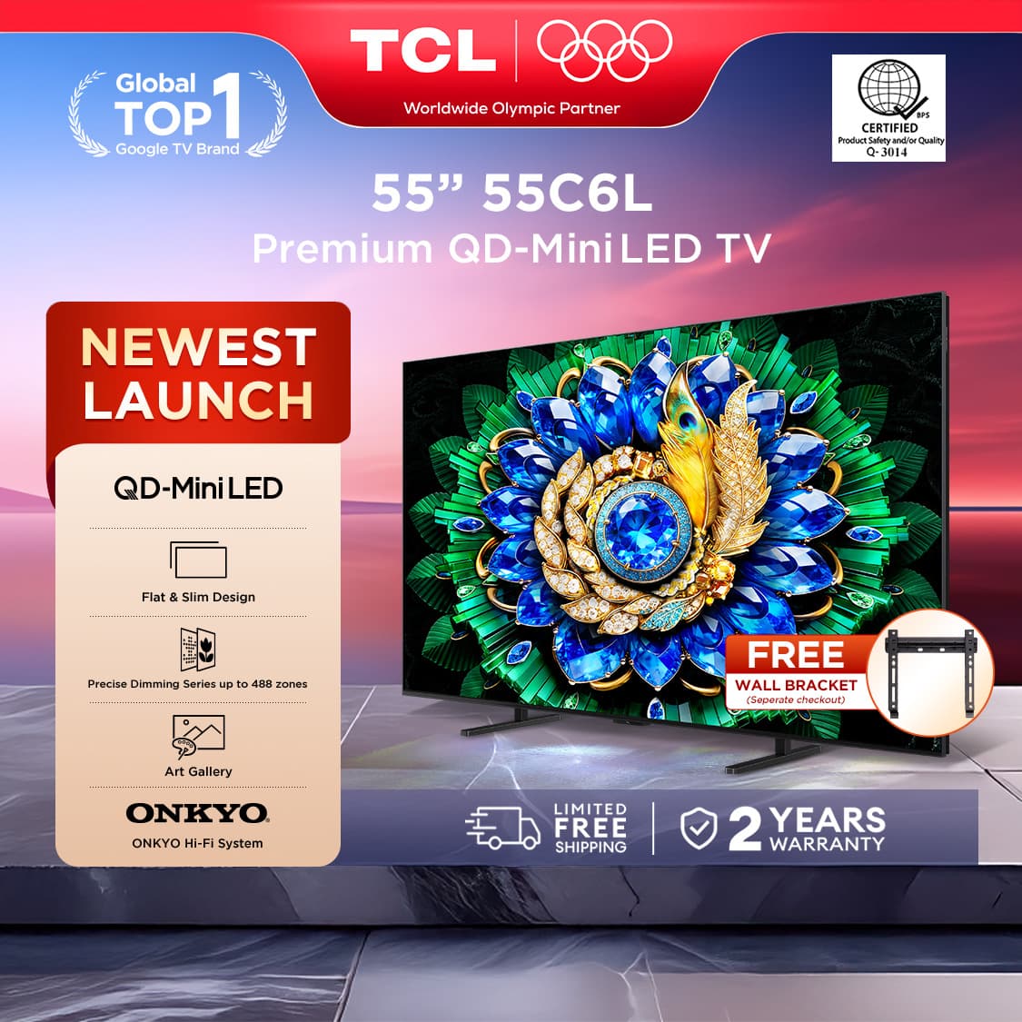 TCL C6L Series 4K QD-MiniLED Google TV - 55/65/75/85/98 inch